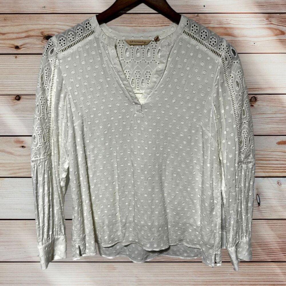 Soft Surroundings Eyelet Top Ivory Size XS